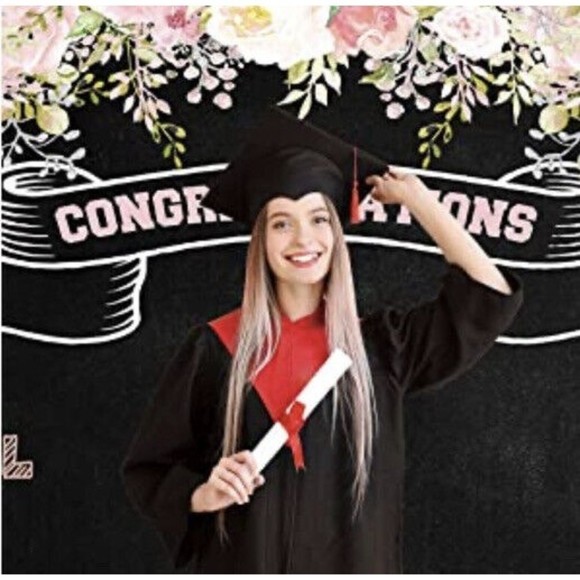 Allenjoy 5X7Ft Graduation Backdrop Congrats of Class Grad Floral Backgraund - Picture 5 of 7